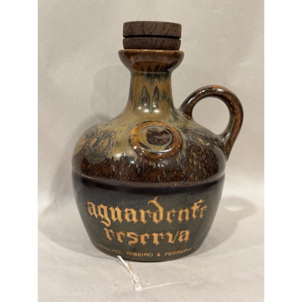 Aguardente Reserva Carvalho Ribeiro & Ferreira Empty Ceramic Bottle Wood Cork